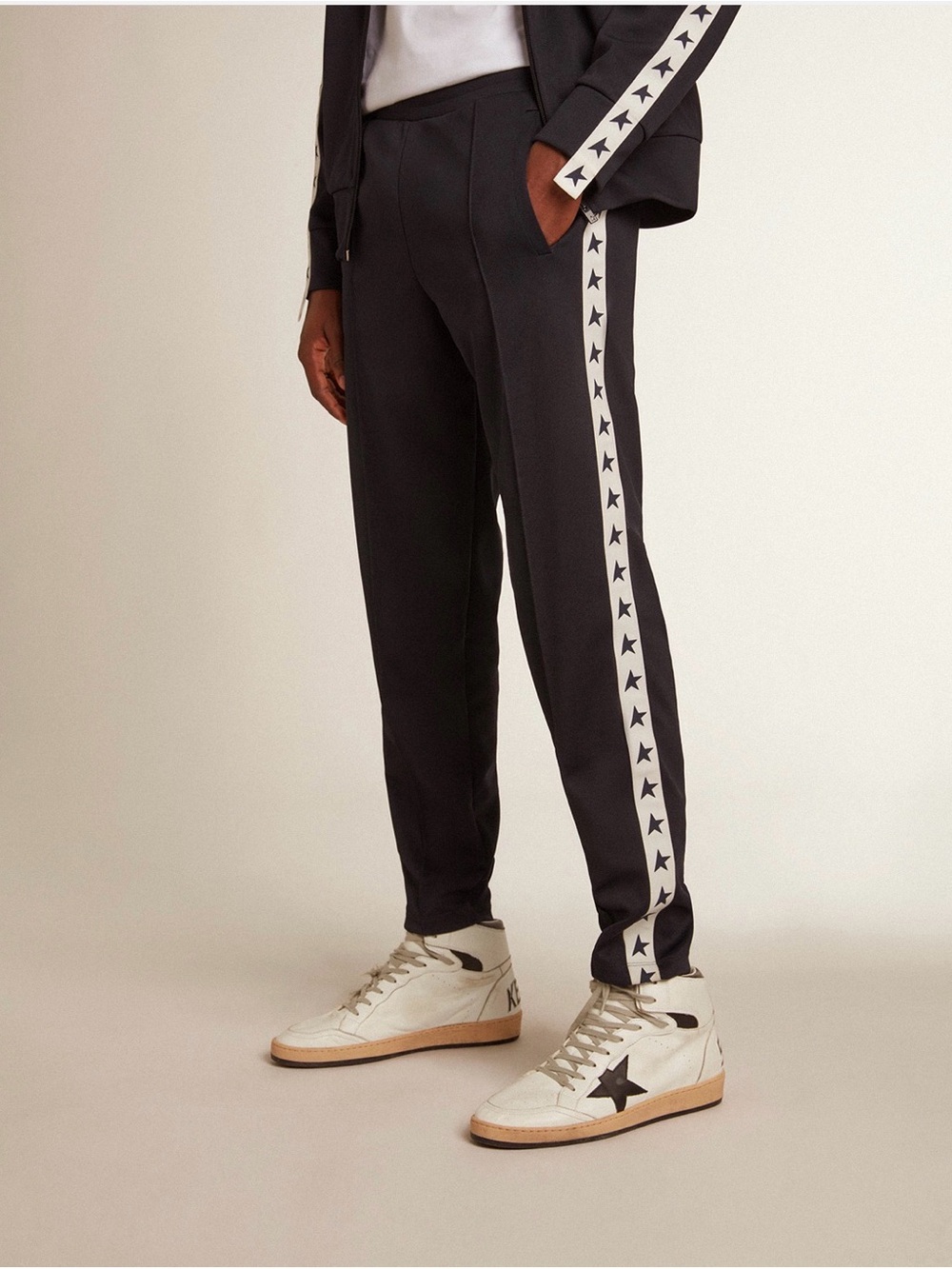 GOLDEN GOOSE Men's joggers with white stars on the sides